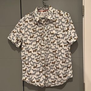 Penguin - zebra graphic short sleeve button down